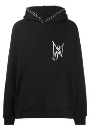 black graphic-print hoodie