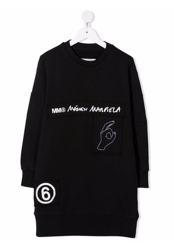 MM6 KIDS logo-tape midi sweater dress - Nero