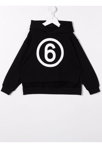 MM6 KIDS logo-print pullover hoodie - Nero