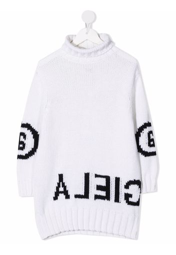 MM6 KIDS logo knit dress - Bianco