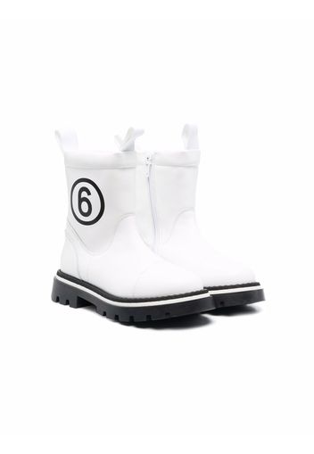 MM6 KIDS logo-print ankle boots - Bianco