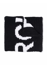 MM6 KIDS logo intarsia knitted scarf - Nero