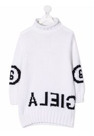 MM6 KIDS logo knit dress - Bianco