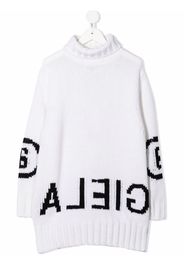 MM6 KIDS logo-print roll neck jumper - Bianco