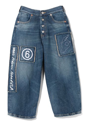 MM6 MAISON MARGIELA KIDS Jeans a gamba ampia con stampa - Blu
