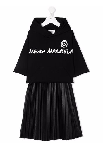 MM6 Maison Margiela Kids detachable logo-hoodie dress - Nero