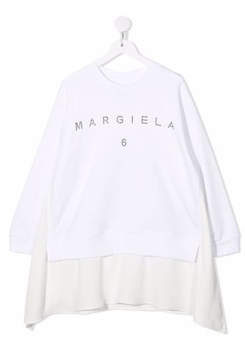 MM6 Maison Margiela Kids studded-logo sweatshirt dress - Bianco