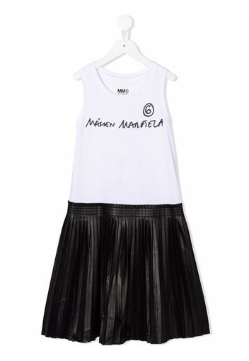 MM6 Maison Margiela Kids logo-print flared T-shirt dress - Bianco