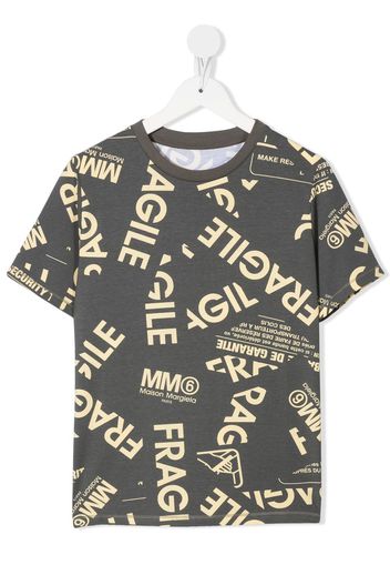 MM6 Maison Margiela Kids slogan-print short-sleeved T-shirt - Verde