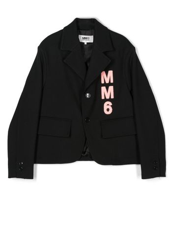 MM6 Maison Margiela Kids TEEN logo-appliqué blazer - Nero