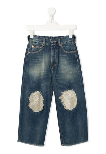 MM6 Maison Margiela Kids patch-detail wide-leg jeans - Blu