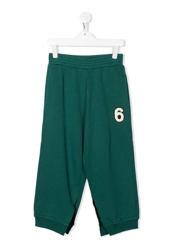 MM6 Maison Margiela Kids logo-patch cotton track pants - Verde