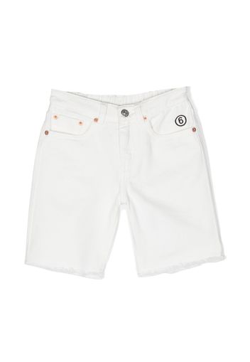 MM6 Maison Margiela Kids logo-embroidered slim-leg shorts - Bianco