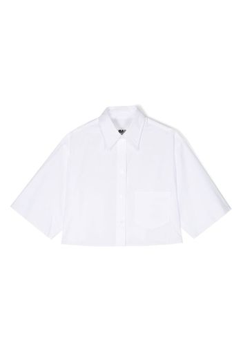 MM6 Maison Margiela Kids logo-print cropped shirt - Bianco