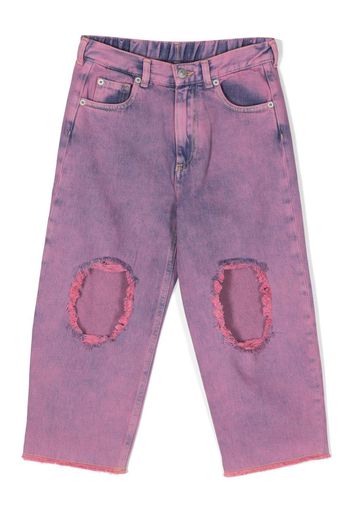 MM6 Maison Margiela Kids ripped-detail straight-leg jeans - Rosa