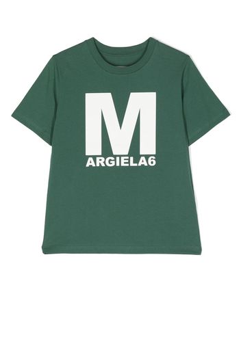 MM6 Maison Margiela Kids logo text graphic cotton T-shirt - Verde