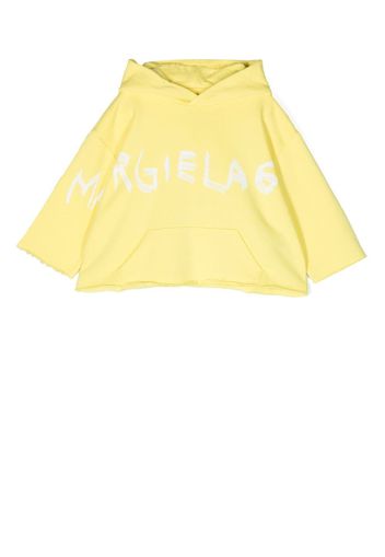 MM6 Maison Margiela Kids logo-print cropped hoodie - Giallo