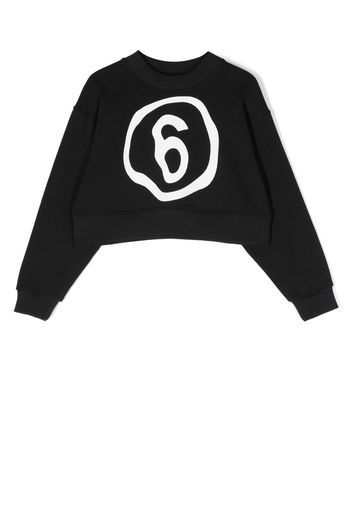 MM6 Maison Margiela Kids logo-print cropped sweatshirt - Nero