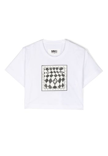 MM6 Maison Margiela Kids graphic-print cropped T-shirt - Bianco