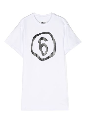 MM6 Maison Margiela Kids logo print T-shirt dress - Bianco