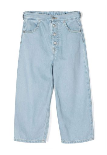 MM6 Maison Margiela Kids logo-patch wide-leg jeans - Blu