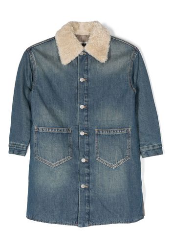 MM6 Maison Margiela Kids Giacca denim con bordo in shearling - Blu