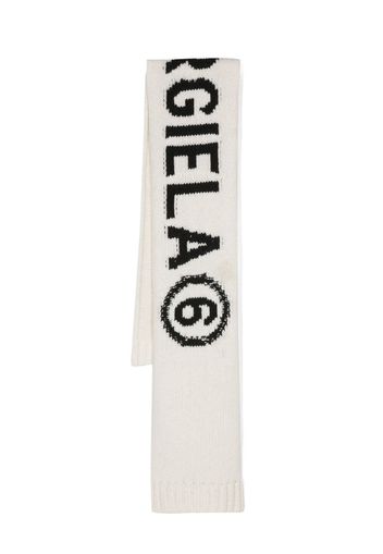 MM6 Maison Margiela Kids intarsia-knit logo scarf - Bianco