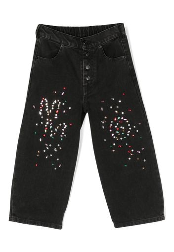 MM6 Maison Margiela Kids Jeans a gamba ampia con decorazione - Nero