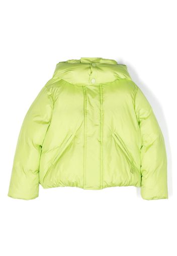 MM6 Maison Margiela Kids embroidered-logo hooded padded jacket - Verde