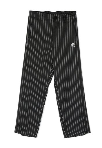 MM6 Maison Margiela Kids Pantaloni dritti gessati - Nero