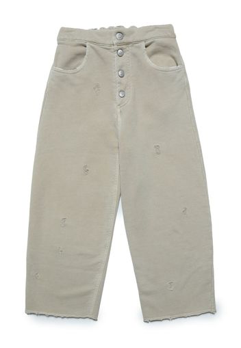 MM6 Maison Margiela Kids distressed-finish wide-leg jeans - Toni neutri