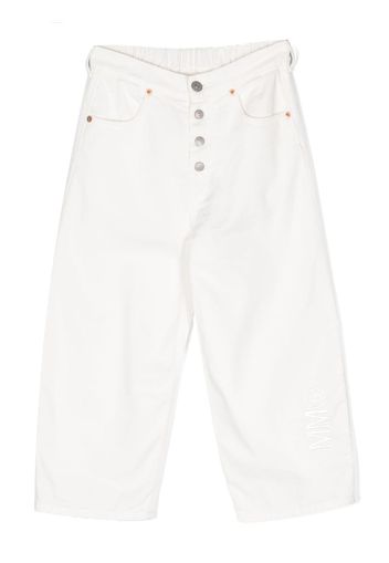 MM6 Maison Margiela Kids elasticated-waistband wide-leg jeans - Bianco