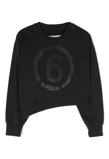 MM6 Maison Margiela Kids asymmetric logo-print sweatshirt - Grigio