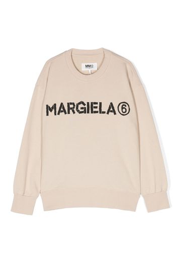 MM6 Maison Margiela Kids logo-print crew-neck sweatshirt - Toni neutri