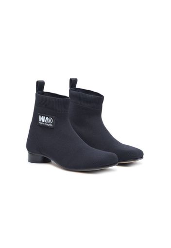 MM6 Maison Margiela Kids logo-patch ankle boots - Nero