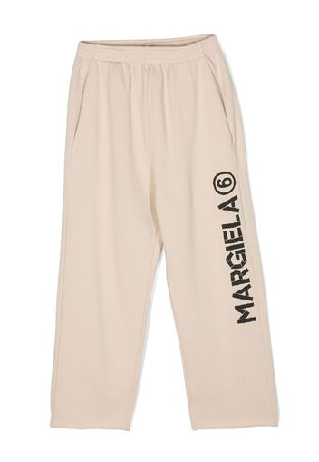 MM6 Maison Margiela Kids logo-print cotton track pants - Toni neutri