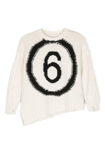 MM6 Maison Margiela Kids intarsia-knit wool-blend jumper - Bianco