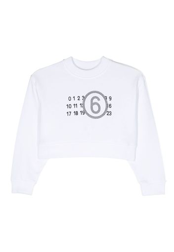 MM6 Maison Margiela Kids logo-print rhinestone-embellished sweatshirt - Bianco