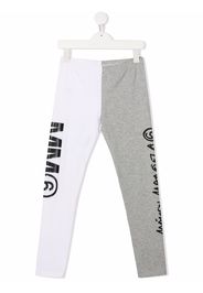 MM6 Maison Margiela Kids logo-print panelled trousers - Grigio