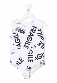 MM6 MAISON MARGIELA KIDS all-over logo print bodysuit - Bianco