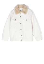 MM6 Maison Margiela Kids faux-shearling collar button-down jacket - Bianco