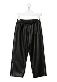 MM6 Maison Margiela Kids Pantaloni in finta pelle con ricamo - Nero