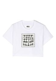 MM6 Maison Margiela Kids graphic-print cropped T-shirt - Bianco