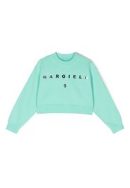 MM6 Maison Margiela Kids metallic logo-print sweatshirt - Blu