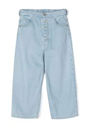 MM6 Maison Margiela Kids logo-patch wide-leg jeans - Blu