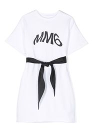 MM6 Maison Margiela Kids logo-print belted T-shirt - Bianco