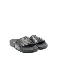 MM6 Maison Margiela Kids debossed-logo round-toe slides - Nero