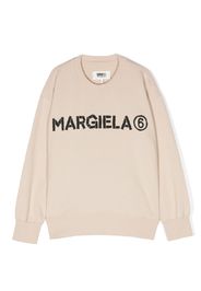 MM6 Maison Margiela Kids logo-print crew-neck sweatshirt - Toni neutri