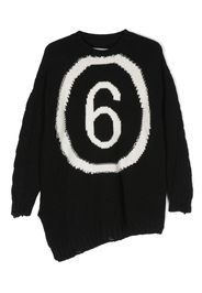 MM6 Maison Margiela Kids logo-intarsia asymmetric jumper - Nero