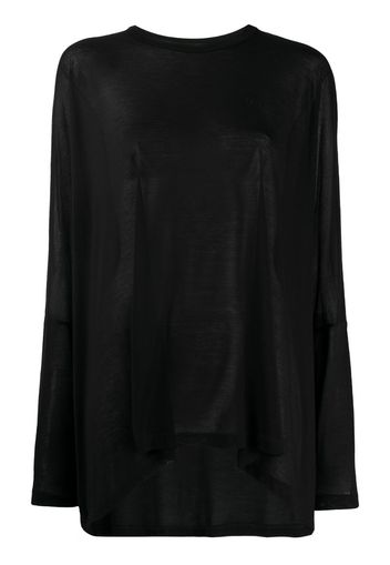 semi-sheer long sleeve T-shirt